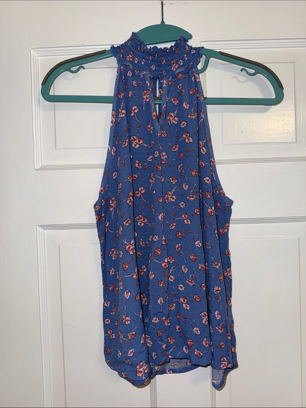 Dizzy Blue Floral Smocked Halter Camisole